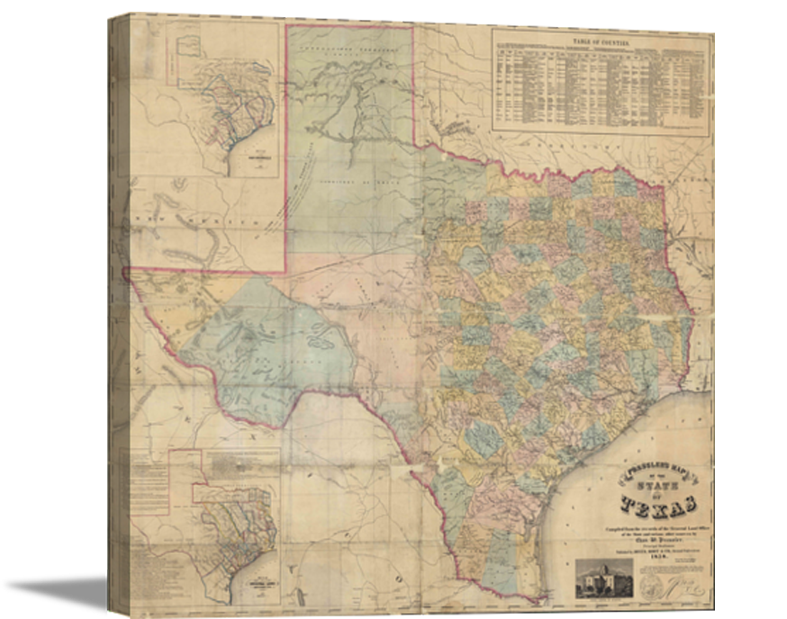1858 Map of Texas Canvas Print