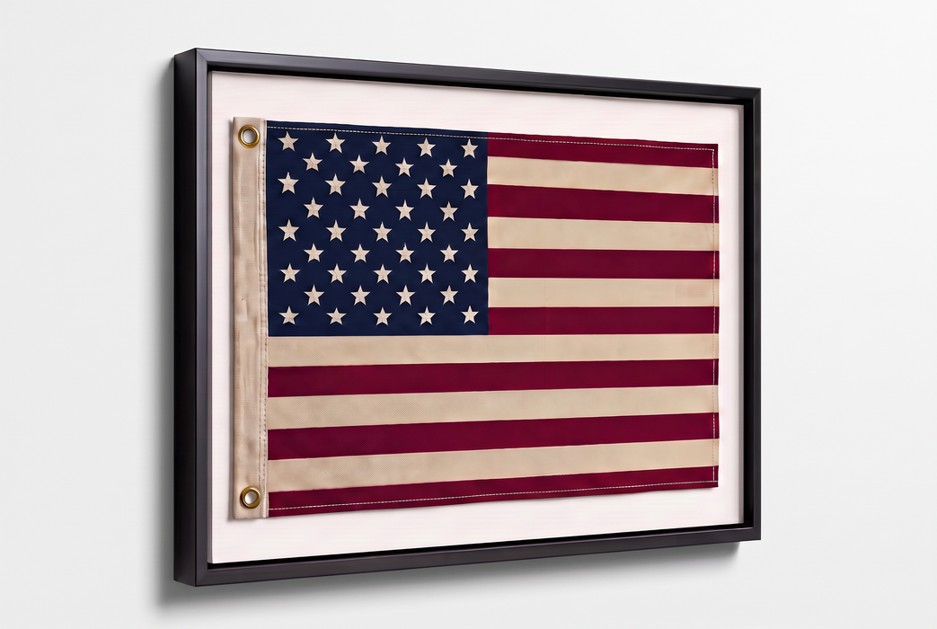 Large Framed American Flag Wall Art – Patriotic USA Display Black Frame