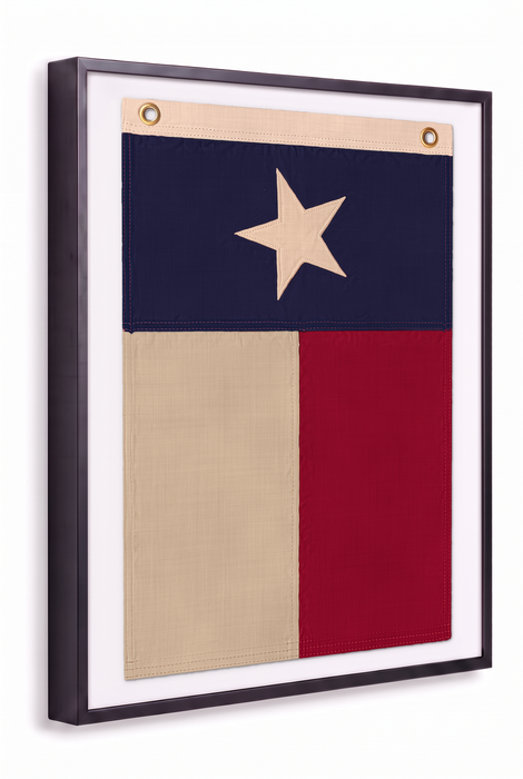 Vertical Large Framed Texas Flag Wall Art – Modern Black Frame, White Mat, Patriotic Lone Star Décor