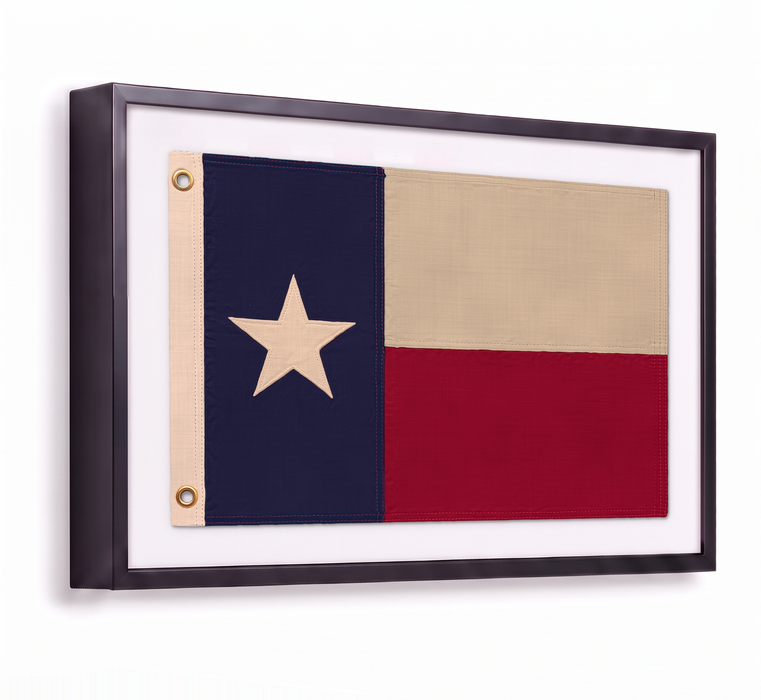 Large Framed Texas Flag Wall Art – Modern Black Frame, White Mat, Patriotic Lone Star Décor