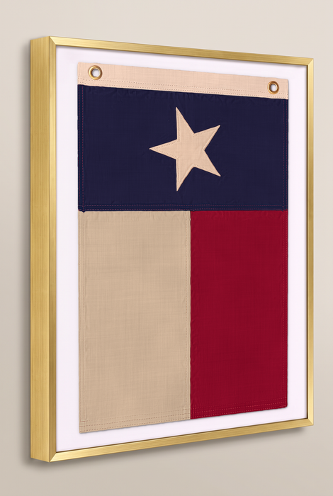 Vertical Large Framed Texas Flag Wall Art – Modern Black Frame, White Mat, Patriotic Lone Star Décor
