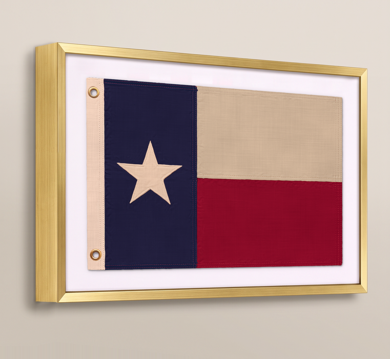 Large Framed Texas Flag Wall Art – Modern Black Frame, White Mat, Patriotic Lone Star Décor