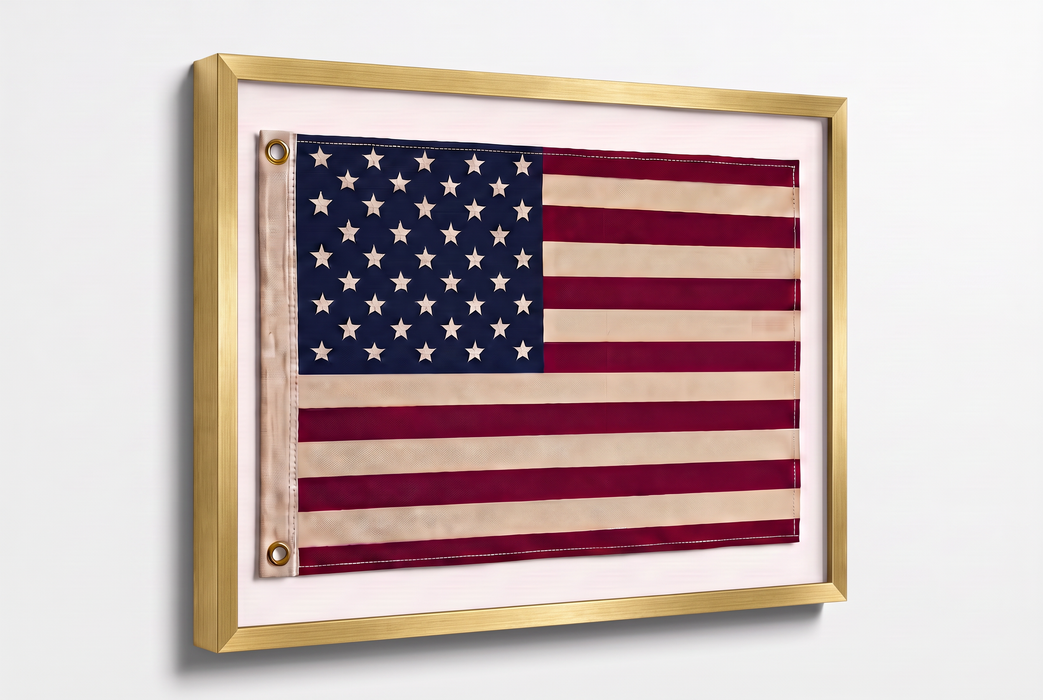 Large Framed American Flag Wall Art – Patriotic USA Display Black Frame