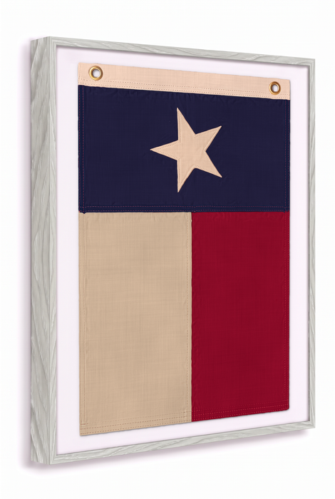 Vertical Large Framed Texas Flag Wall Art – Modern Black Frame, White Mat, Patriotic Lone Star Décor