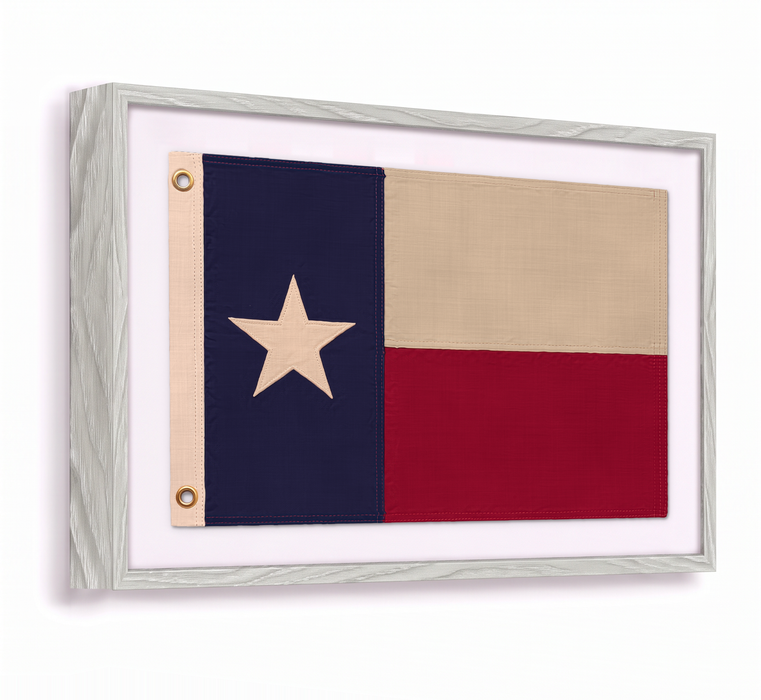 Large Framed Texas Flag Wall Art – Modern Black Frame, White Mat, Patriotic Lone Star Décor