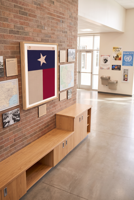 Vertical Large Framed Texas Flag Wall Art – Modern Black Frame, White Mat, Patriotic Lone Star Décor