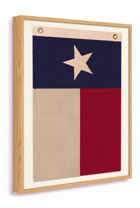 Vertical Large Framed Texas Flag Wall Art – Modern Black Frame, White Mat, Patriotic Lone Star Décor
