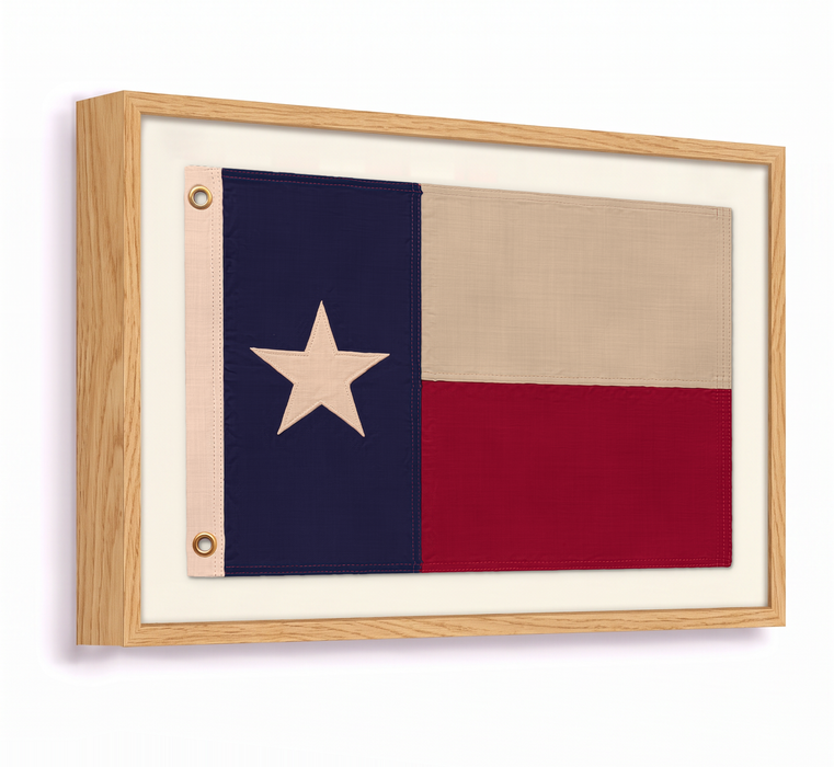Large Framed Texas Flag Wall Art – Modern Black Frame, White Mat, Patriotic Lone Star Décor