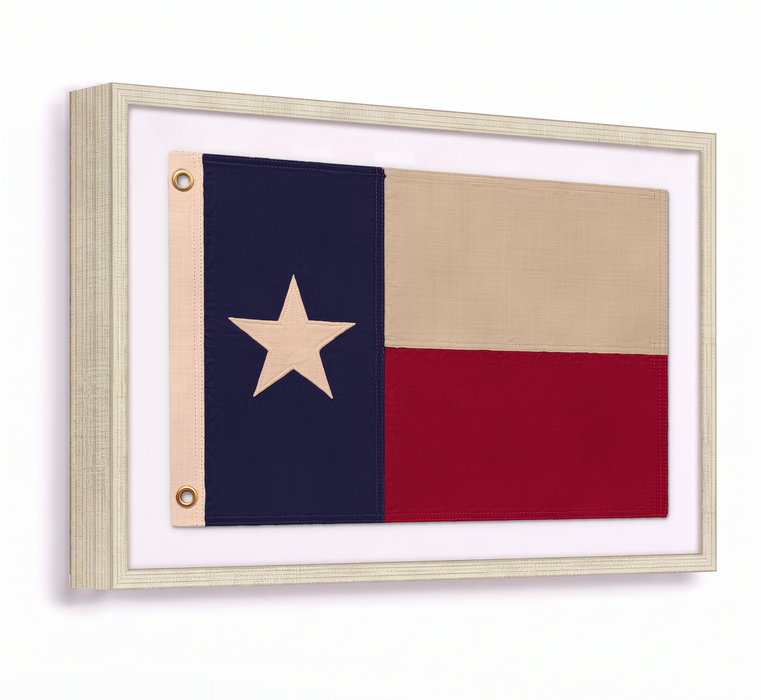 Large Framed Texas Flag Wall Art – Modern Black Frame, White Mat, Patriotic Lone Star Décor