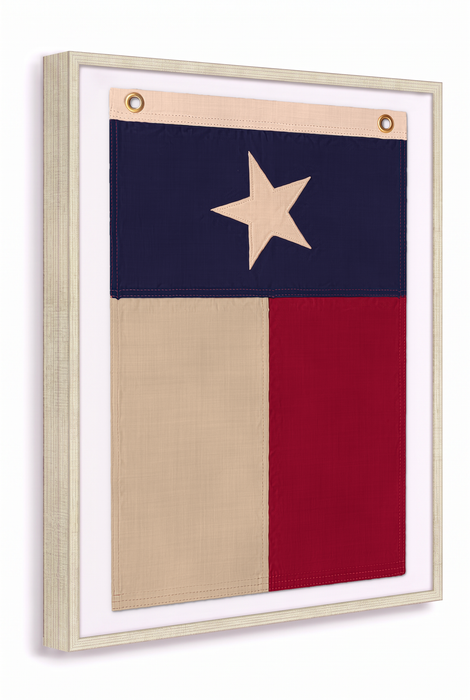 Vertical Large Framed Texas Flag Wall Art – Modern Black Frame, White Mat, Patriotic Lone Star Décor