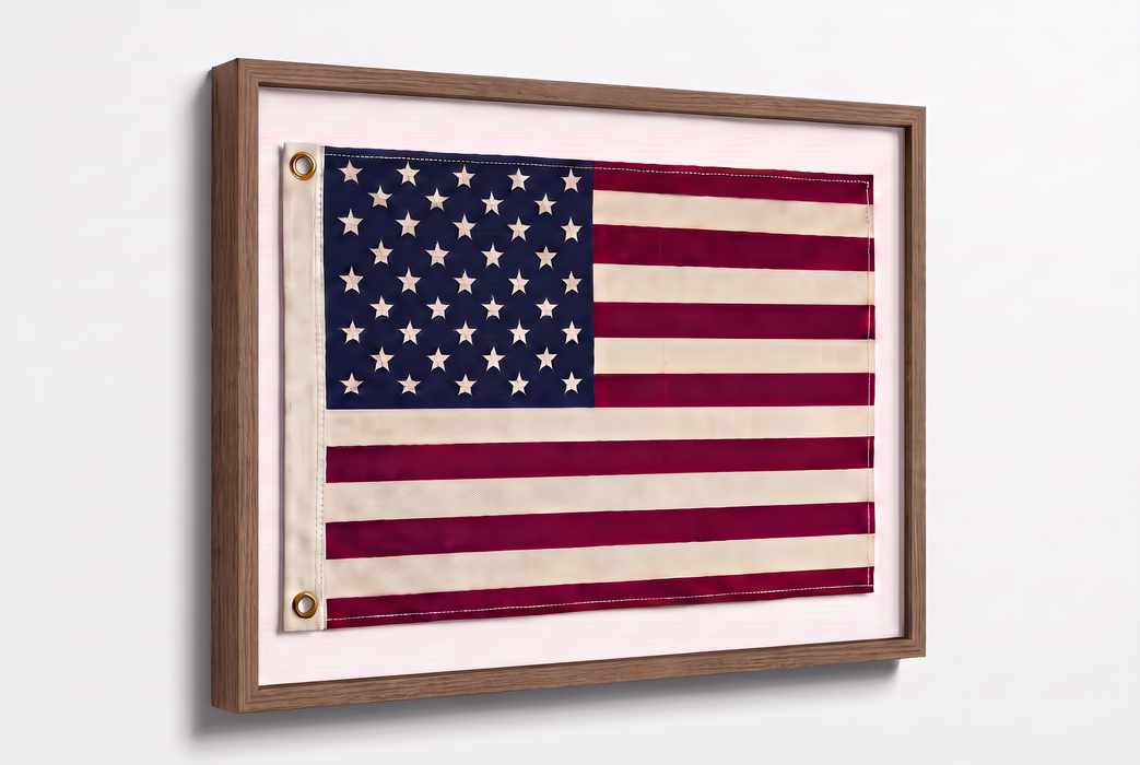 Large Framed American Flag Wall Art – Patriotic USA Display Black Frame