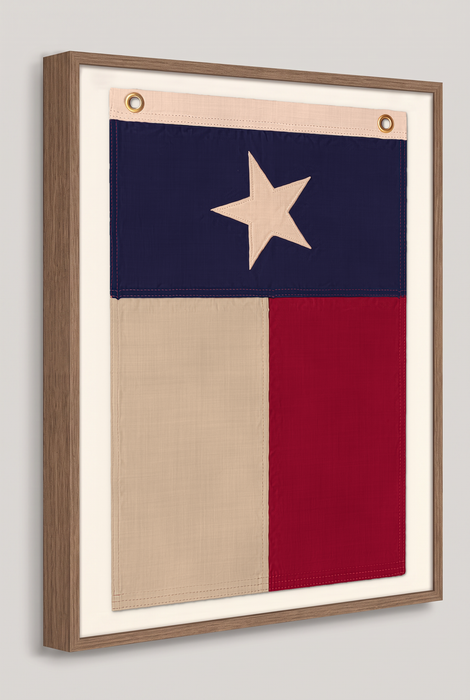 Vertical Large Framed Texas Flag Wall Art – Modern Black Frame, White Mat, Patriotic Lone Star Décor
