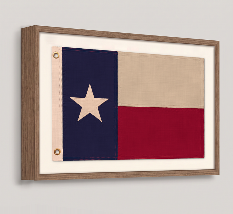 Large Framed Texas Flag Wall Art – Modern Black Frame, White Mat, Patriotic Lone Star Décor