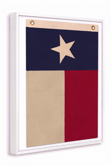Vertical Large Framed Texas Flag Wall Art – Modern Black Frame, White Mat, Patriotic Lone Star Décor