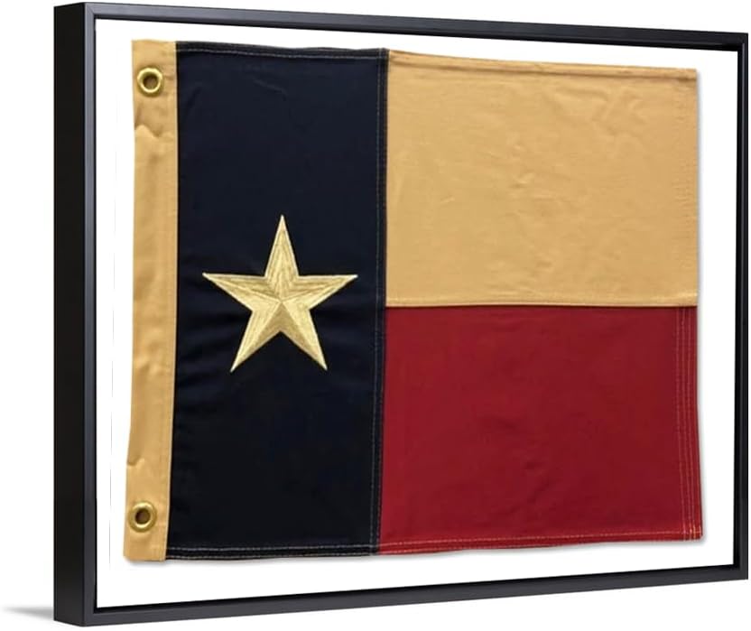 Large Framed Texas Flag Wall Art – Modern Black Frame, White Mat, Patriotic Lone Star Décor