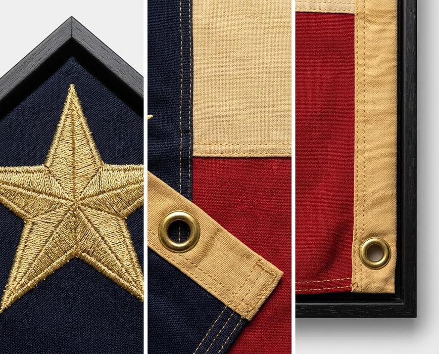 Large Framed Texas Flag Wall Art – Modern Black Frame, White Mat, Patriotic Lone Star Décor