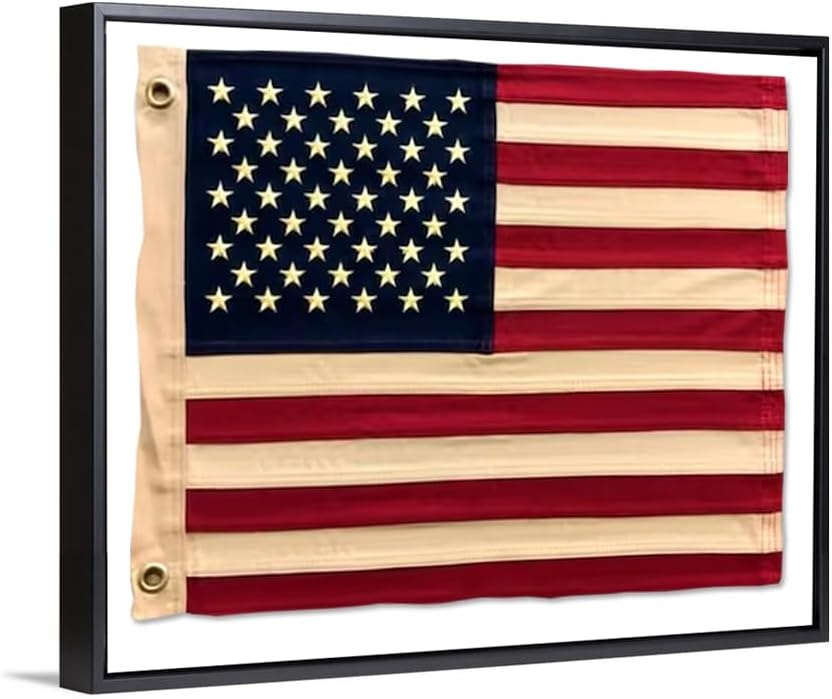 Large Framed American Flag Wall Art – Patriotic USA Display Black Frame
