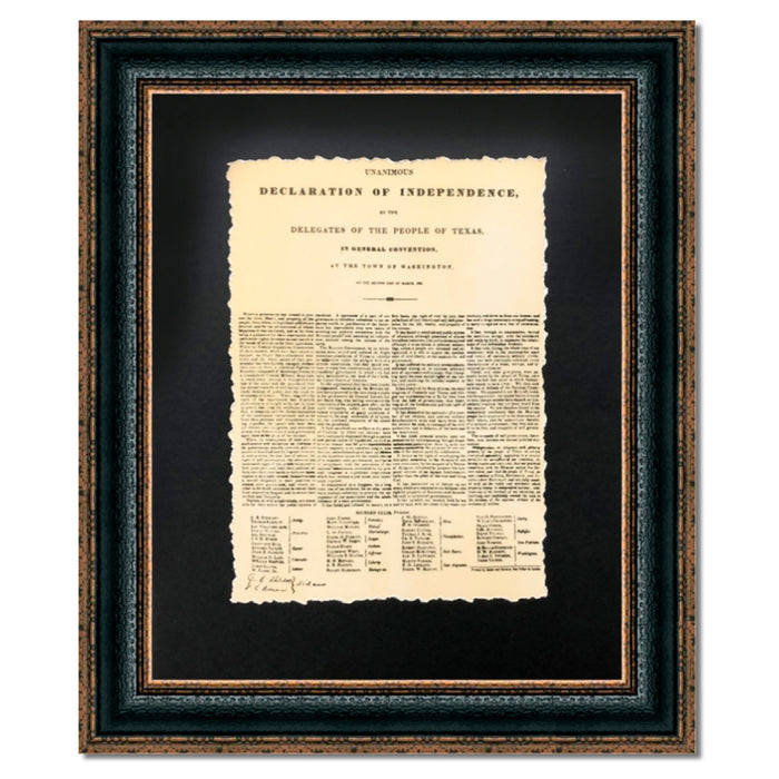 Framed Texas Declaration of Independence | Historic Document in Single Mat | 25L X 21W" Inches