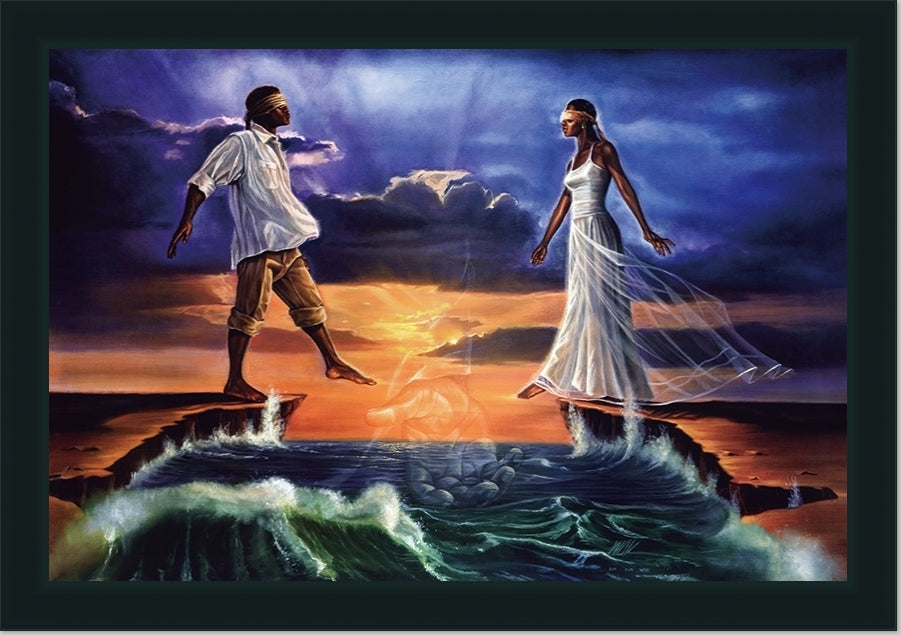 Religious Step Out Step Out On Faith | Framed Religious Black Art | 29L X 41W