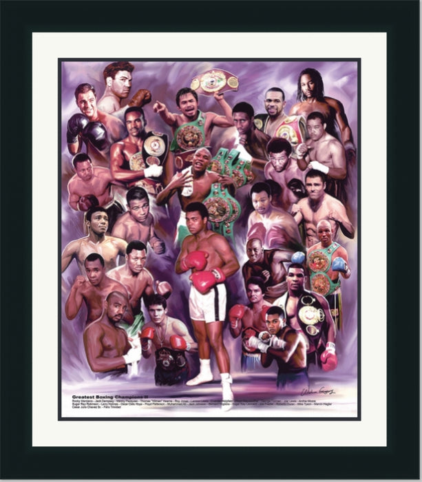 Boxing Champions | Framed Famous Black Athletes Collage in Double Mat | Various Sizes