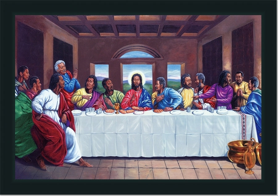 Black Last Supper | Framed Religious Black Art |  29L X 41W" Inches