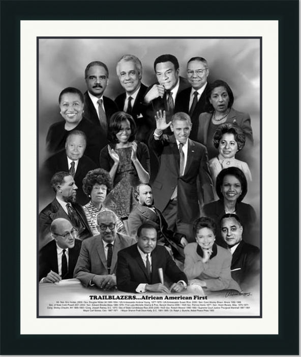 Trailblazers: African American First | Framed Famous Black Icons Collage in Double Mat | Various Sizes