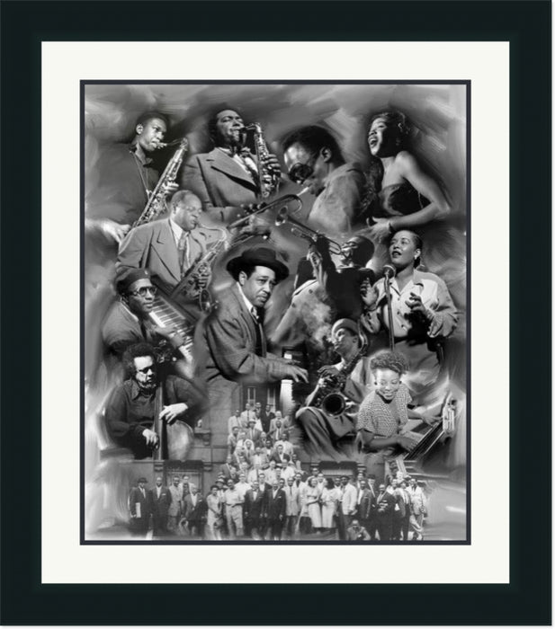 All That Jazz | Framed Famous Black Musicians Collage in Double Mat | Various Sizes