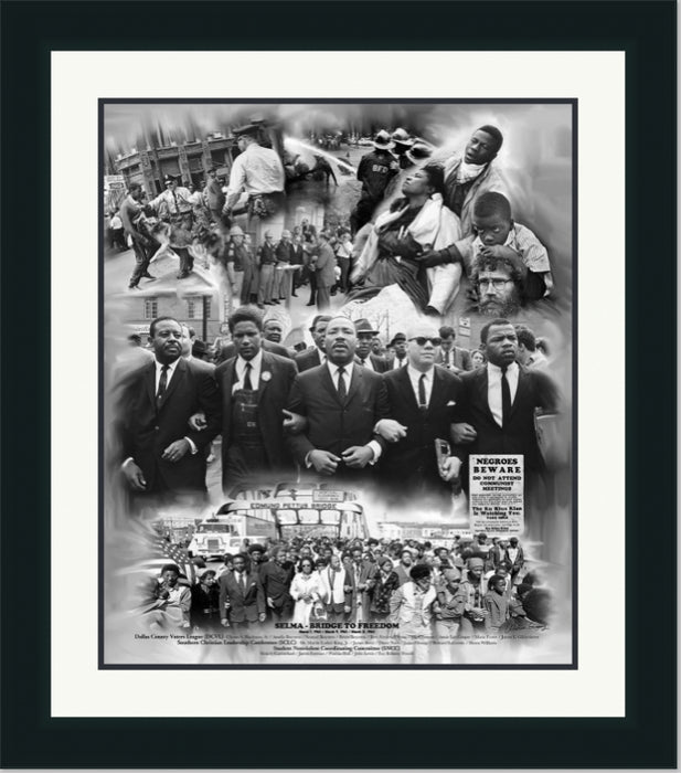 Selma - Bridge to Freedom | Framed Black History Collage in Double Mat | Various Sizes