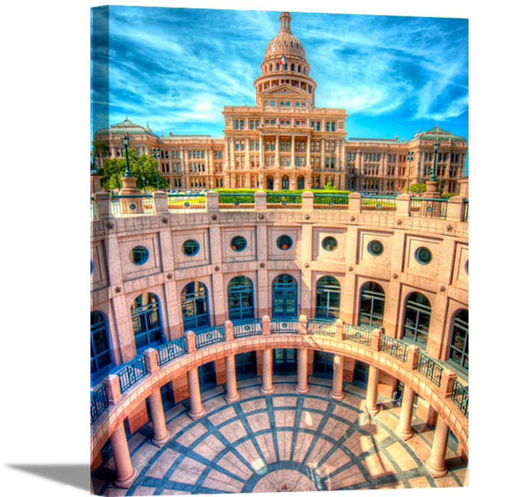 Texas Capitol | Texas Art in Gallery Wrapped Canvas or Framed Art Print in Double Mat | Various Sizes