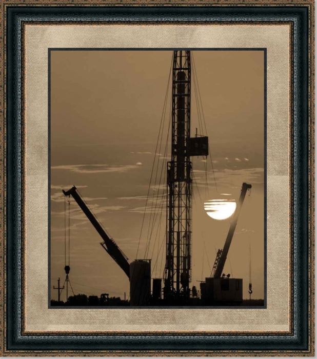 Drilling at Sunset | Oil and Gas Canvas or Framed Print | Various Sizes