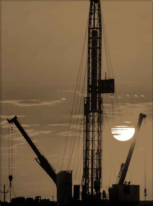 Drilling at Sunset | Oil and Gas Canvas or Framed Print | Various Sizes