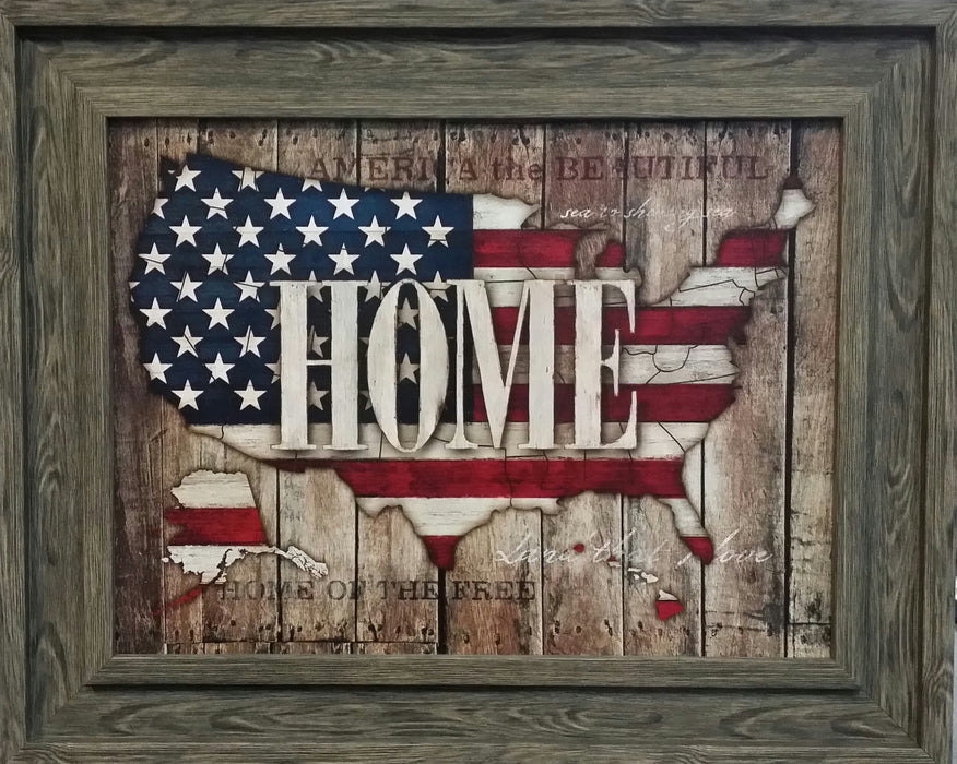 Framed United States of America Home | Hand-Textured American Artwork | 23L X 29W" Inches