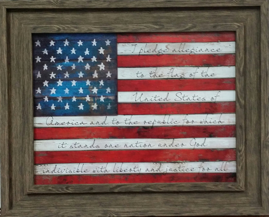 Framed United States of America Pledge | Hand-Textured American Artwork | 23L X 29W" Inches