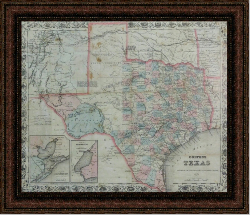 1870 Texas Map Canvas Print
