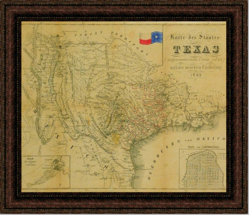 1849 State Map of Texas Canvas Print