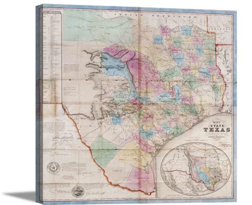 1849 Historic Map of Texas Canvas Print