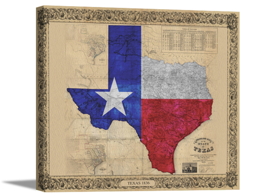 Texas Color Map Canvas Print — Wall Art Giant