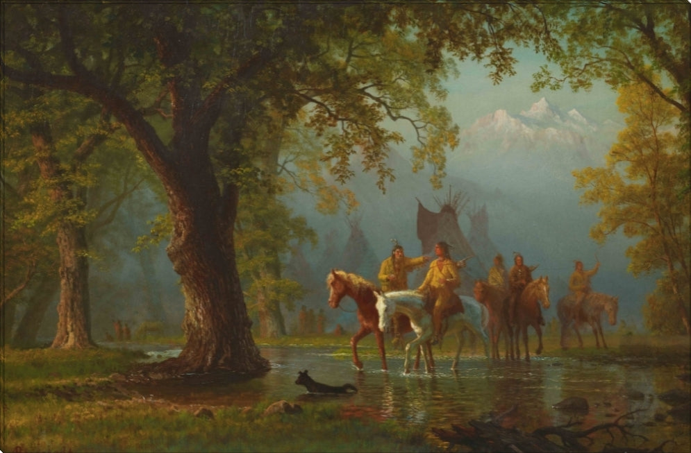 Departure of an Indian War Party | Albert Bierstadt Masters Classic Art in Gallery Wrapped Canvas | Various Sizes
