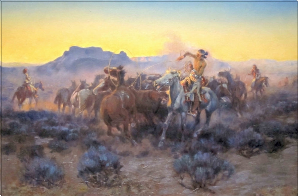 Roping Fresh Mounts | Charles Russell Masters Classic Art in Gallery Wrapped Canvas | Various Sizes