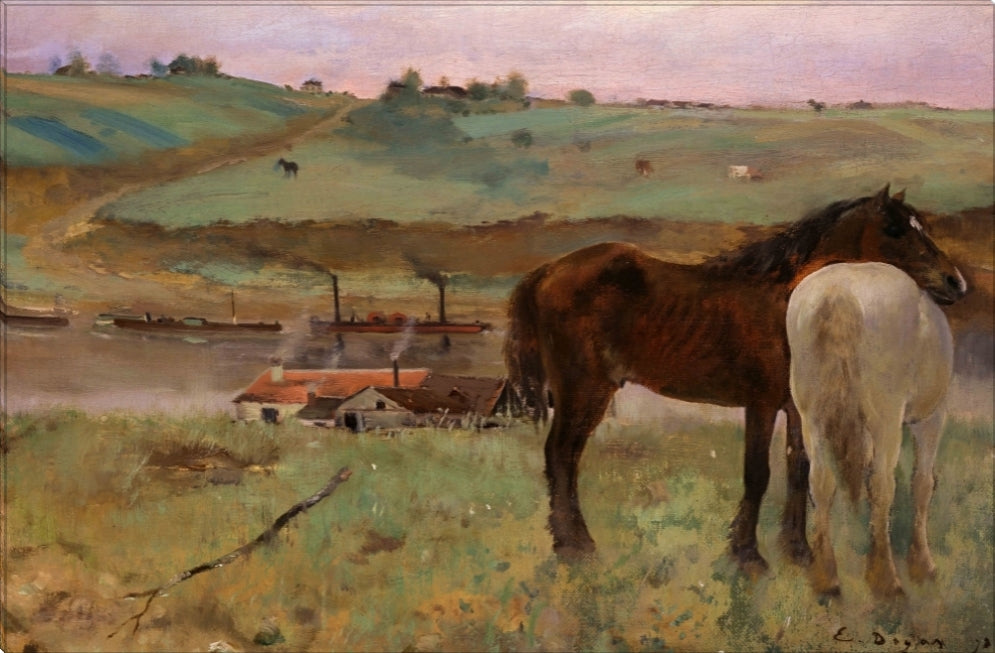 Horses in a Meadow | Edgar Degas Masters Classic Art in Gallery Wrapped Canvas | Various Sizes