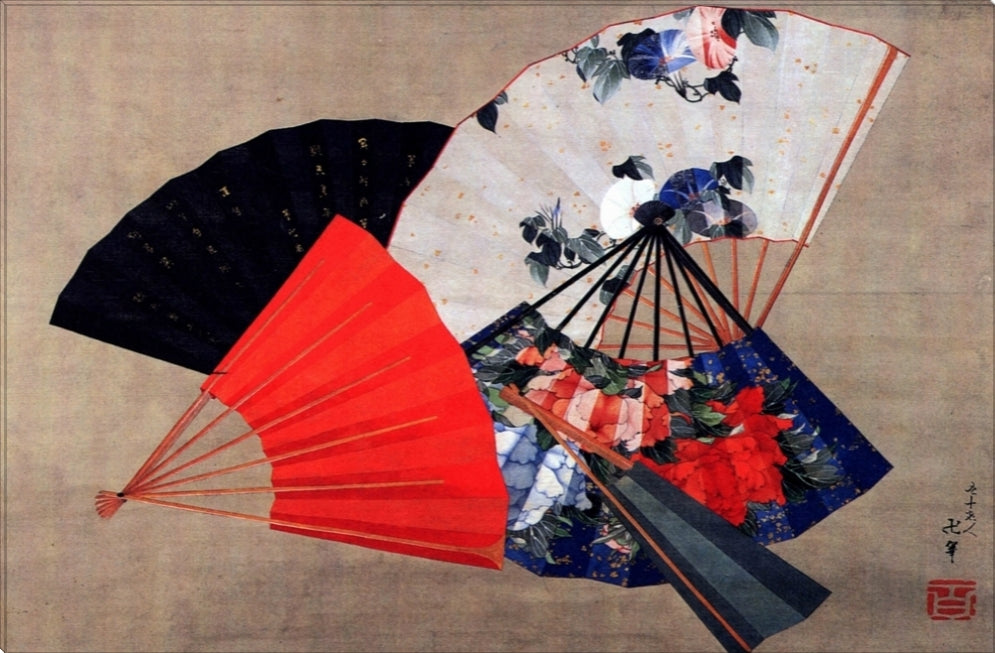 Five Fans | Katsushika Hokusai Masters Classic Art in Gallery Wrapped Canvas | Various Sizes