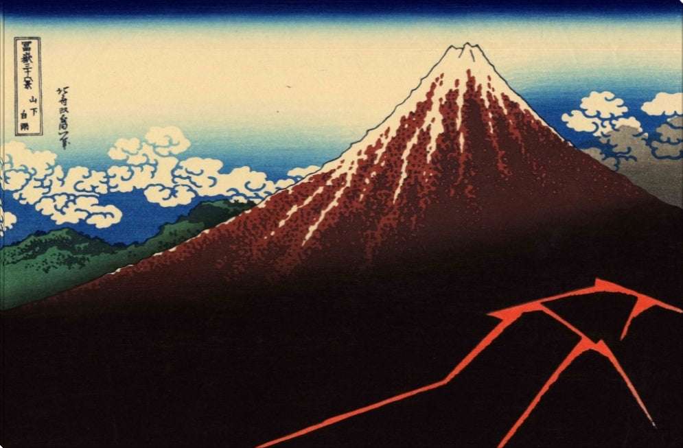 Rainstorm Beneath the Summit | Katsushika Hokusai Masters Classic Art in Gallery Wrapped Canvas | Various Sizes