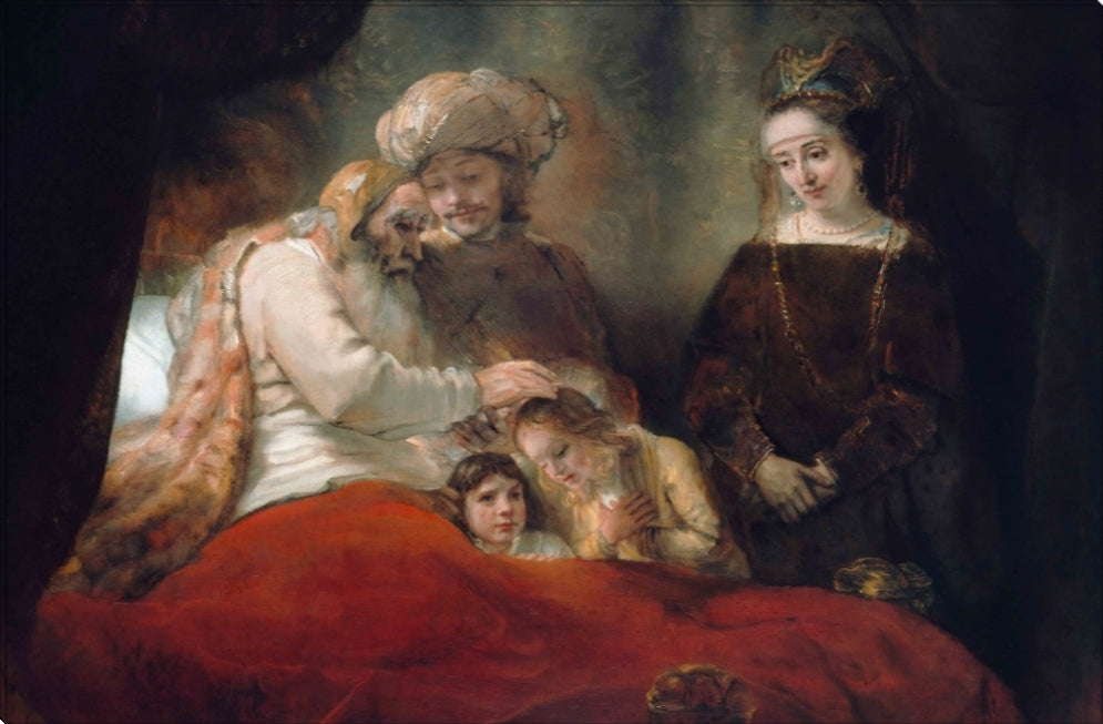 Blessing the Children of Joseph | Rembrandt Van Rijn Masters Classic Art in Gallery Wrapped Canvas | Various Sizes