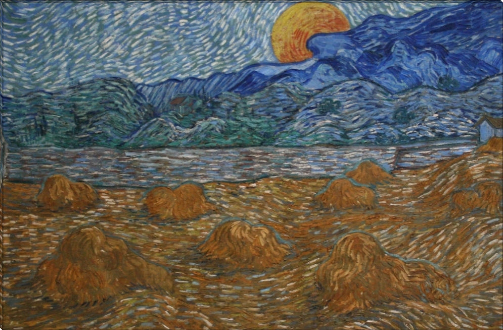 Wheat Sheaves and Rising Moon | Vincent Van Gogh Masters Classic Art in Gallery Wrapped Canvas | Various Sizes