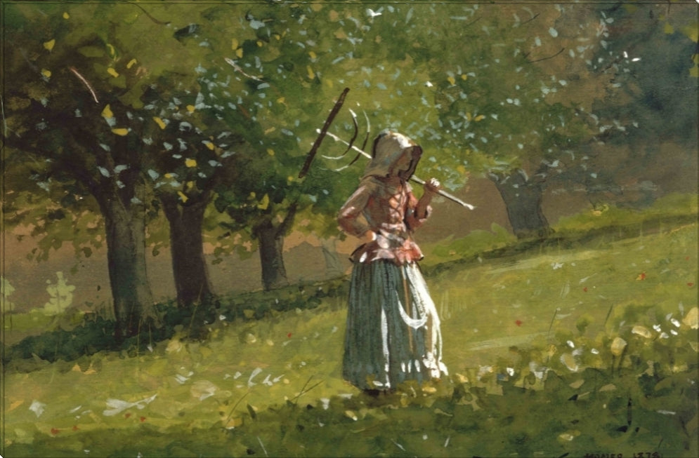 Girl With Hay Rake | Winslow Homer Masters Classic Art in Gallery Wrapped Canvas | Various Sizes
