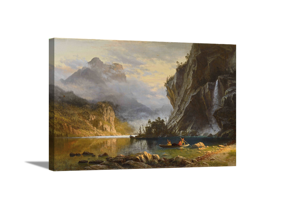 Indians Spear Fishing | Albert Bierstadt Masters Classic Art in Gallery Wrapped Canvas | Various Sizes