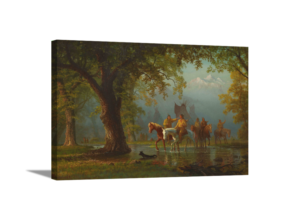 Departure of an Indian War Party | Albert Bierstadt Masters Classic Art in Gallery Wrapped Canvas | Various Sizes