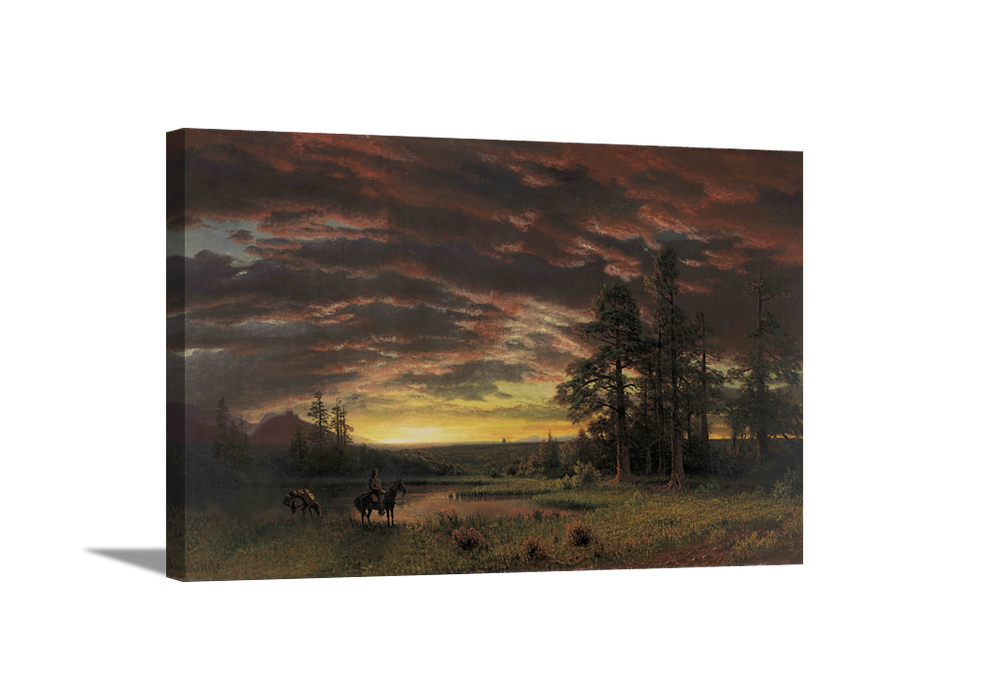 Evening on the Prairie | Albert Bierstadt Masters Classic Art in Gallery Wrapped Canvas | Various Sizes