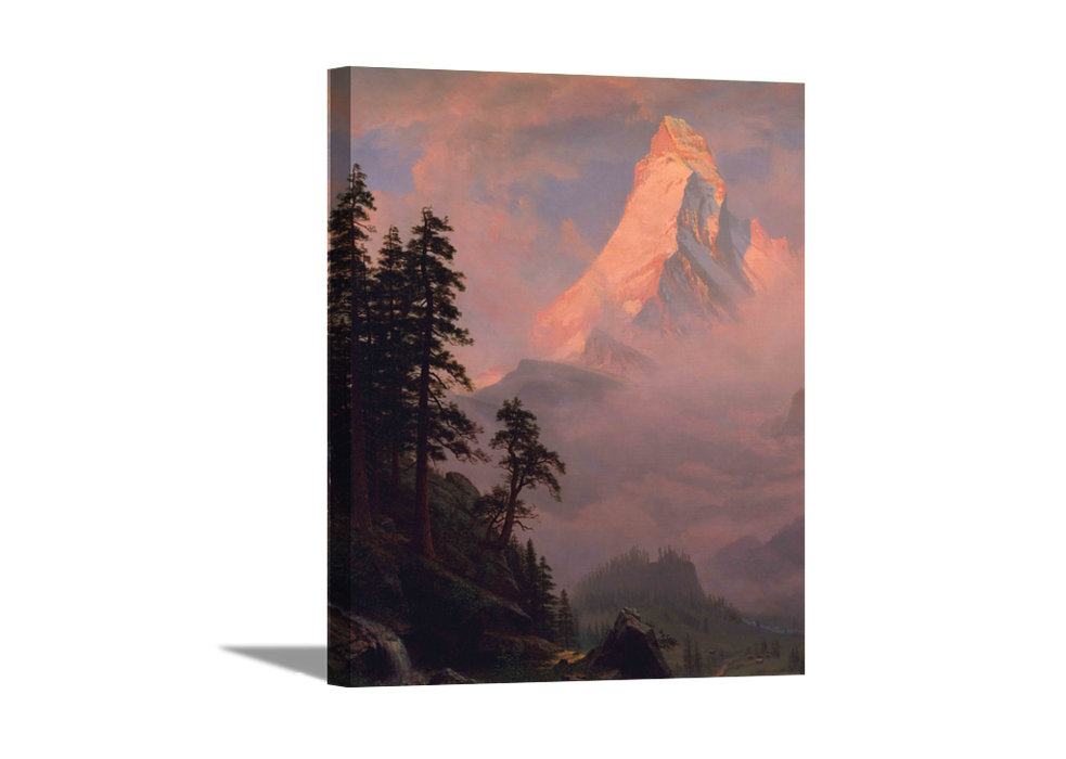 Sunrise on the Matterhorn | Albert Bierstadt Masters Classic Art in Gallery Wrapped Canvas | Various Sizes