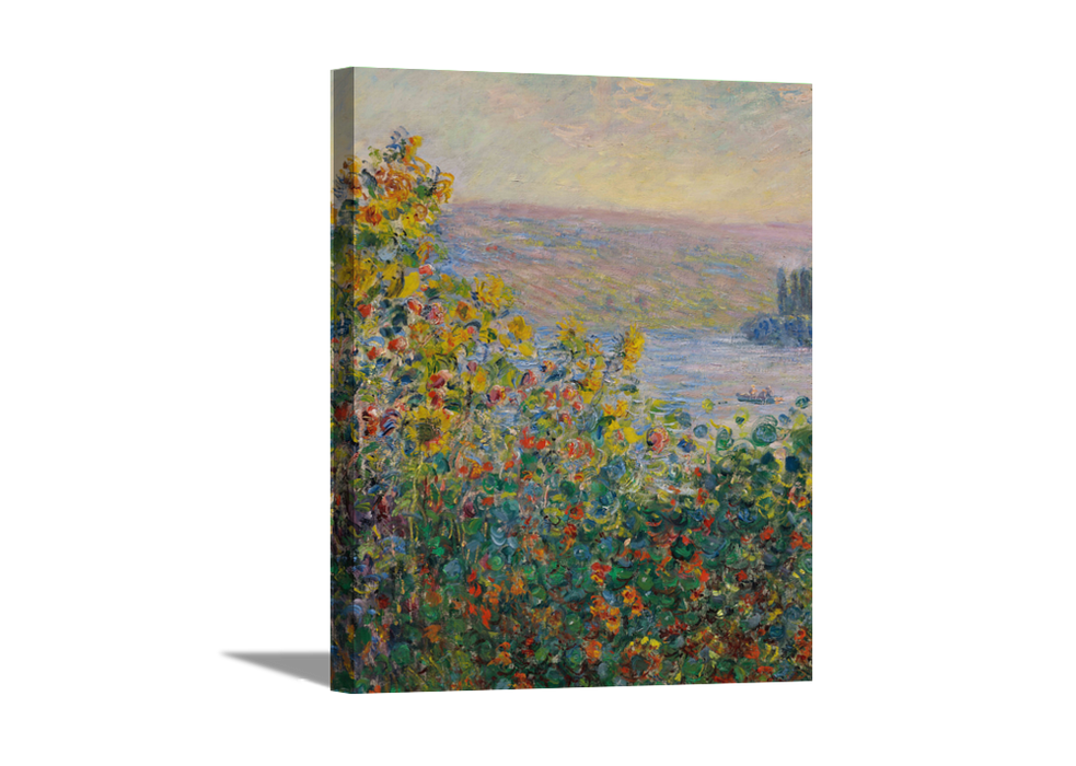 Flower Beds at Vetheuil | Claude Monet Masters Classic Art in Gallery Wrapped Canvas | Various Sizes